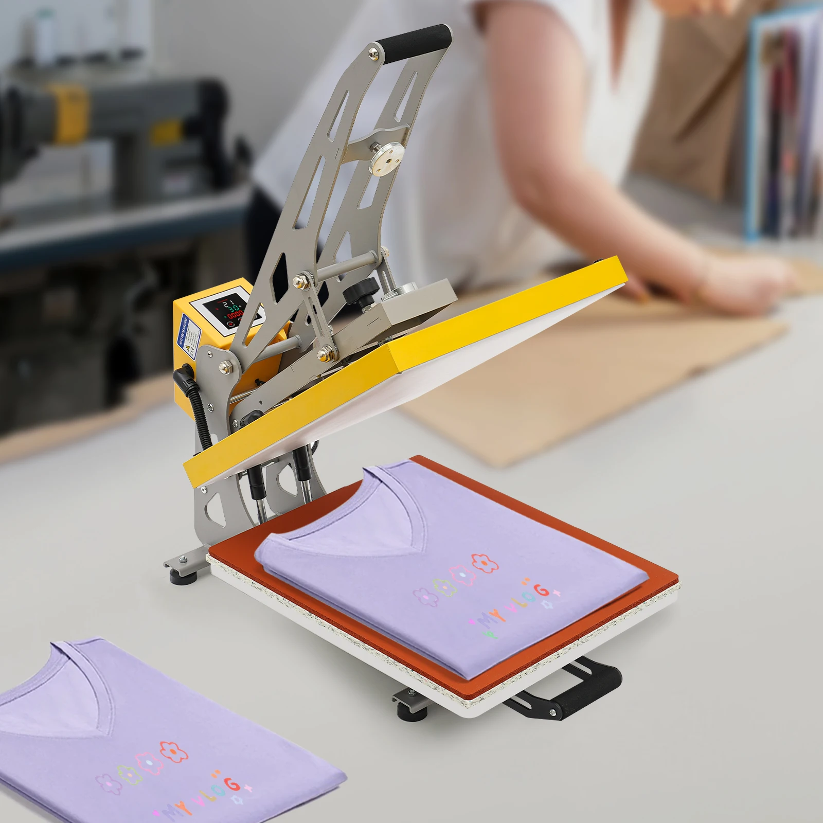 آلة الضغط الحراري من الحديد الأصفر، آلة نقل الحرارة 110 فولت 40*50 سم لأنماط الطباعة على عناصر مختلفة