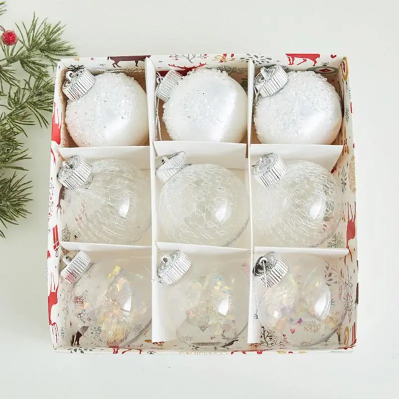 Christmas Ball Ornaments Shatterproof Hangings Tree Balls 9-Piece Christmas Ball Box Elegant Christmas Tree Baubles Set