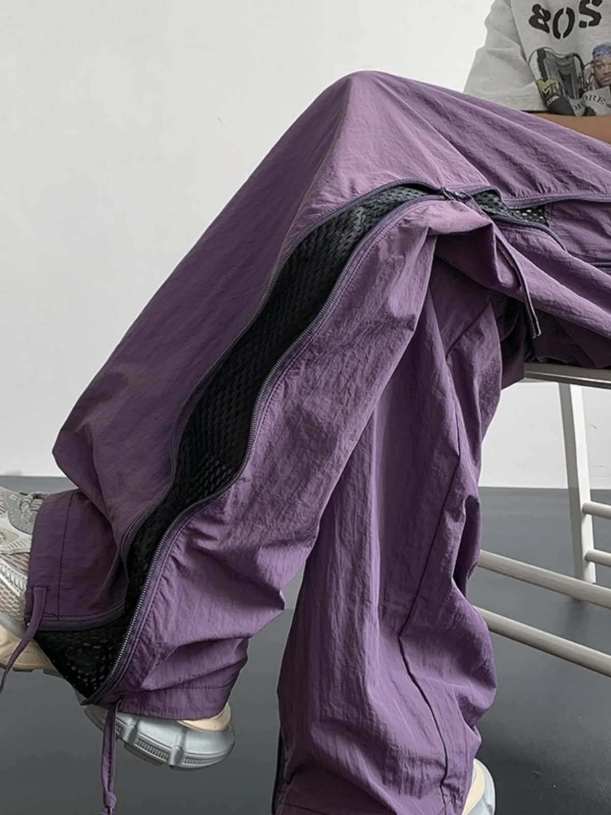 

Purple Side Zipper Outdoor Men's Qui Dry Ice Silk Casual Pants American High Street Paratrooper Summer Climbing Trousers