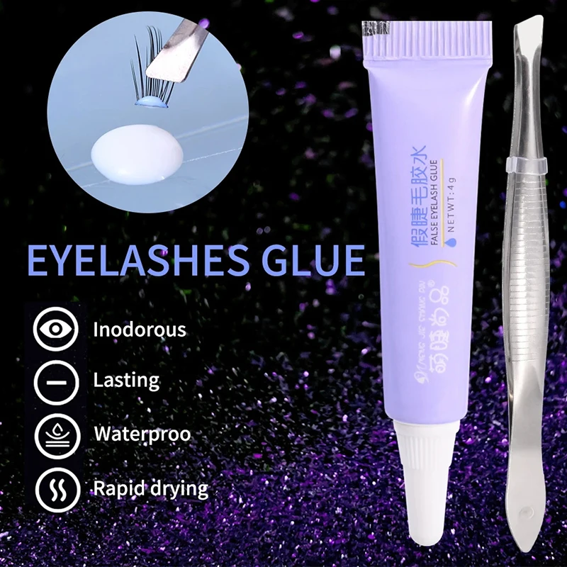 Eyelash Glue Waterproof Quick Dry Adhesive False Lash Glue With Tweezers Makeup Fake Eyelashes Extension Clear Glues Cosmetic