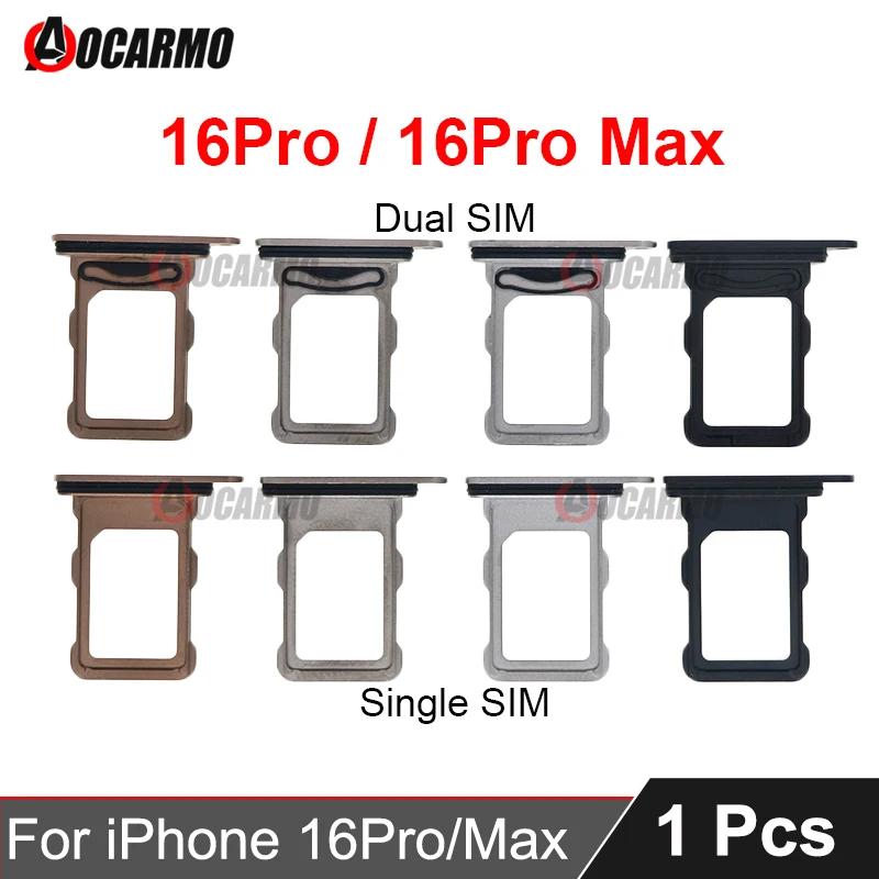 For iPhone 16 Pro 16Pro Max Dual Sim + Single SIM Card Slot Tray Holder Black White Desert Natural Replacement Parts