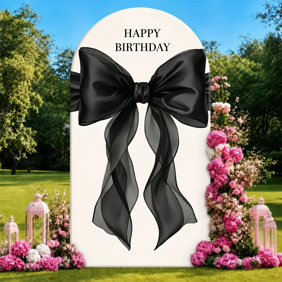 

Black Bow Arch Backdrop Cover Party Backdrop Fabric Cover Birthday Party Photo Booth Wall Background Event Party Decoration