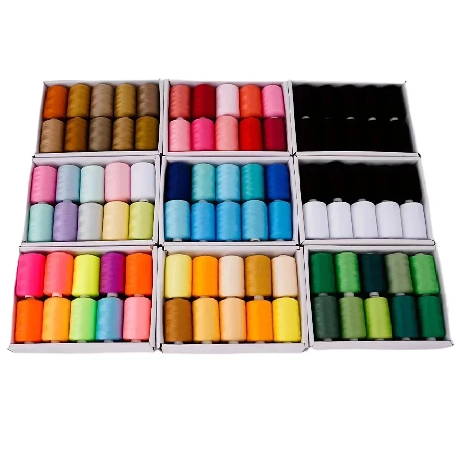 

10 Colors Polyester Sewing Thread - 402 Hand & Machine Embroidery Thread (1000Yds/Spool), Thread for Quilting, Clothing Repair
