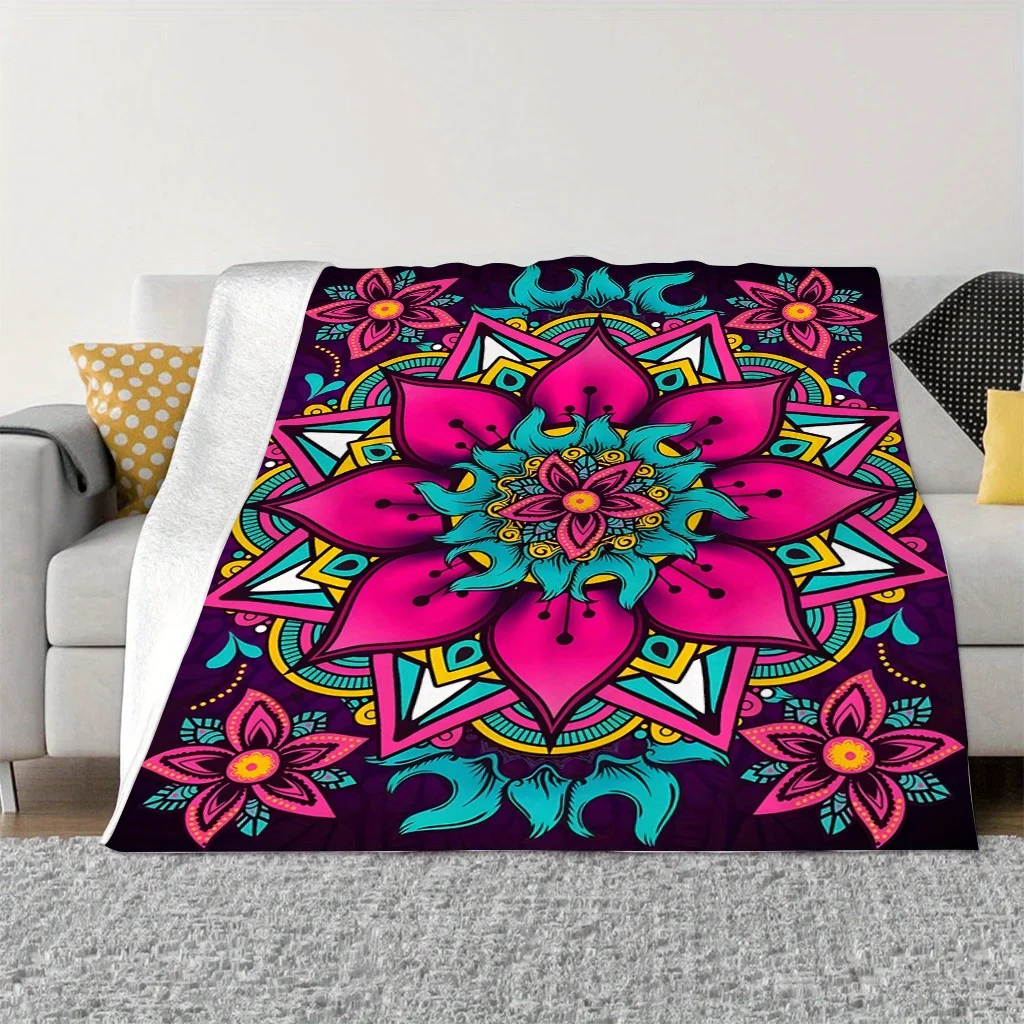 Bohemian Mandala Throw Blanket Psychedelic Boho Chic Tribal Print Cozy Throw Decoration for Couch Home Decor Tapestry