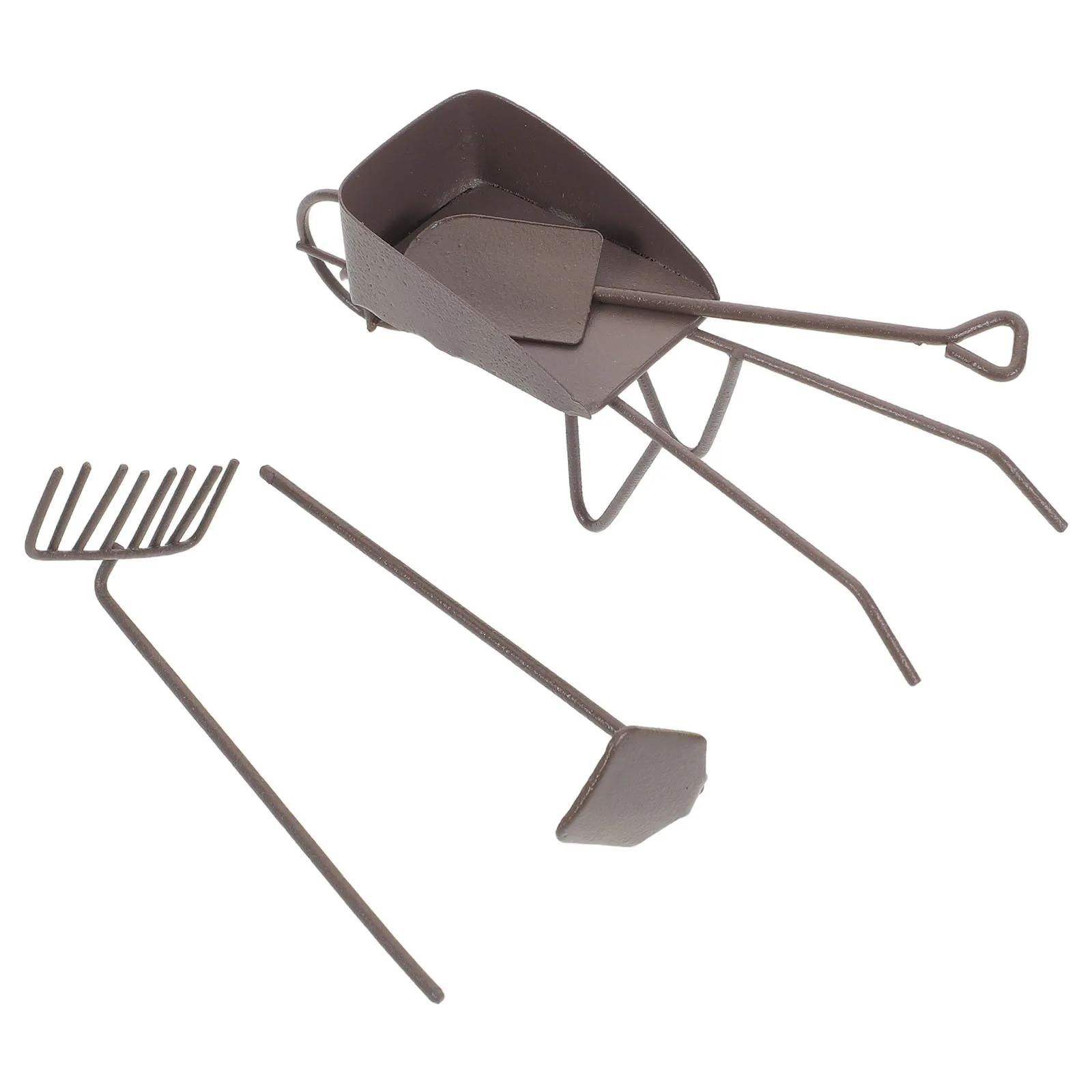 

8pcs Miniature Garden Decor Small Shovel Rake Hoe Wheelbarrow Cart For Succulent Bonsai Fairy Dollhouse Kids Planting Tools Set