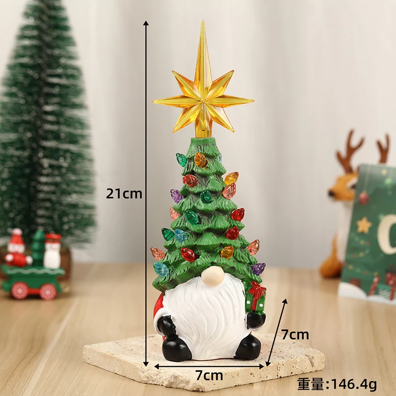 

Cute Lighted Gnome Tree Resin Ornament Christmas Festival Crafts for Mall Window Display Home Decor