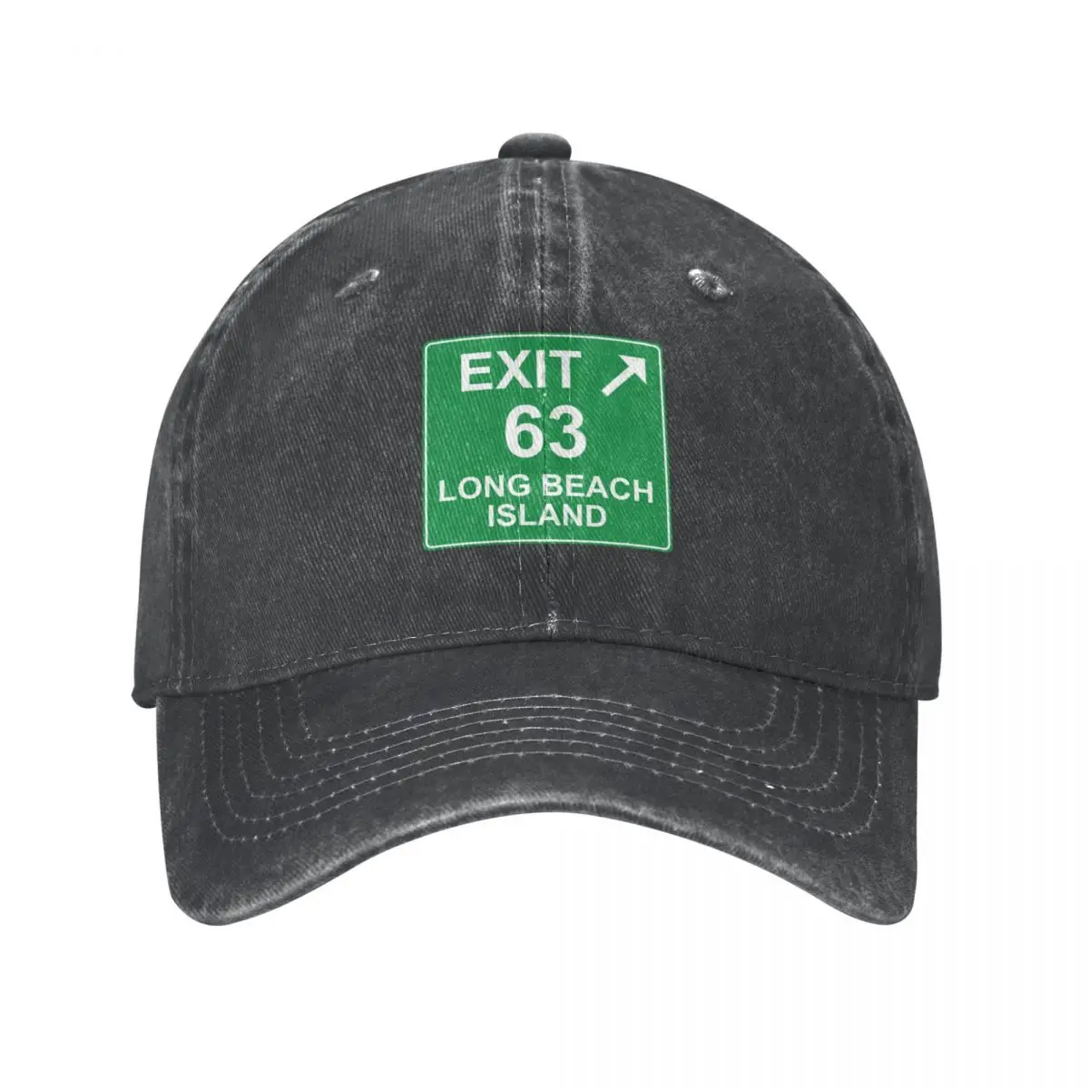 Exit 63 - Long Beach Island Exit Sign Cowboy Hat western Hat hard hat New Bobble Trucker Hats For Men Women's