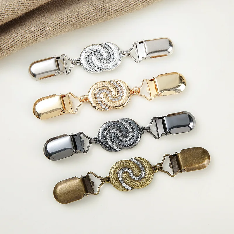 Retro Cardigan Clips Fasteners Flower Pattern Back Cinch Clips Sweater Shawl Dress Collar Brooch Clips for Women Girls Clothing
