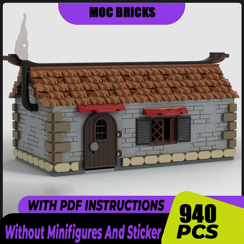 Medieval Castle Model Moc Building Blocks Red Faction Medieval Cottage Model Technology Brick DIY Assembly Construction Toy Gift