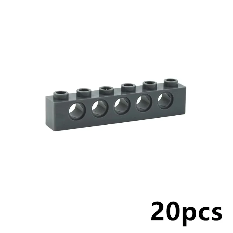 20 peças tijolos moc 1x6 com 5 furos blocos de construção de braço técnico quebra-cabeça de partículas montar brinquedo diy presentes para crianças compatíveis 3894