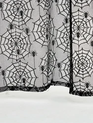 Halloween Lace Window Curtain with Spider Web Design - Perfect for Fireplace, Door curtain
