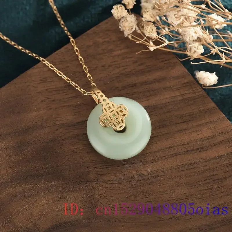 Colgante de donut de Jade verde, collar de joyería de moda Natural de piedras preciosas, amuleto de plata 925, amuleto de cristal para mujer, regalos de Calcedonia