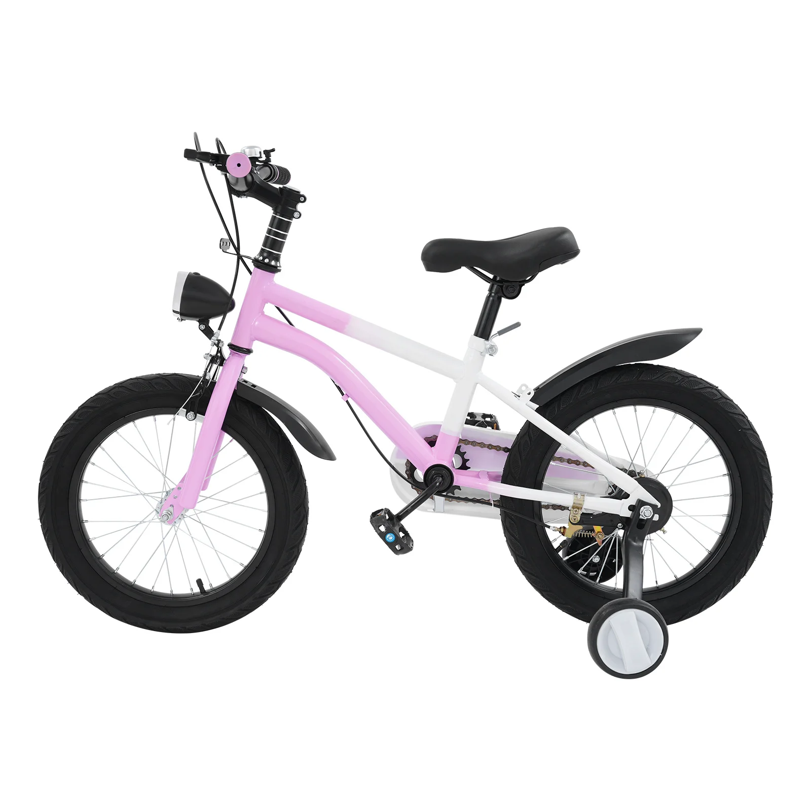 Vélo pour enfants de 16 pouces, vélo rose pour enfants, vélo pour filles de 5 à 8 ans avec lumière LED, roues d'apprentissage, taille de roue de 41 cm
