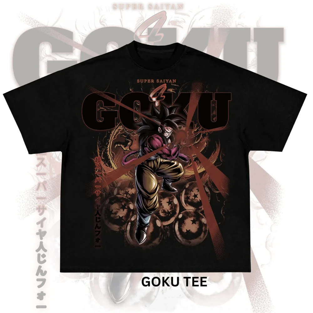 2026 Sommer Premium-Qualität Dragon Ball Saiyan Goku Übergroßes T-Shirt 100% Baumwolle Retro-Grafik-Druck Unisex für Erwachsene & Kinder