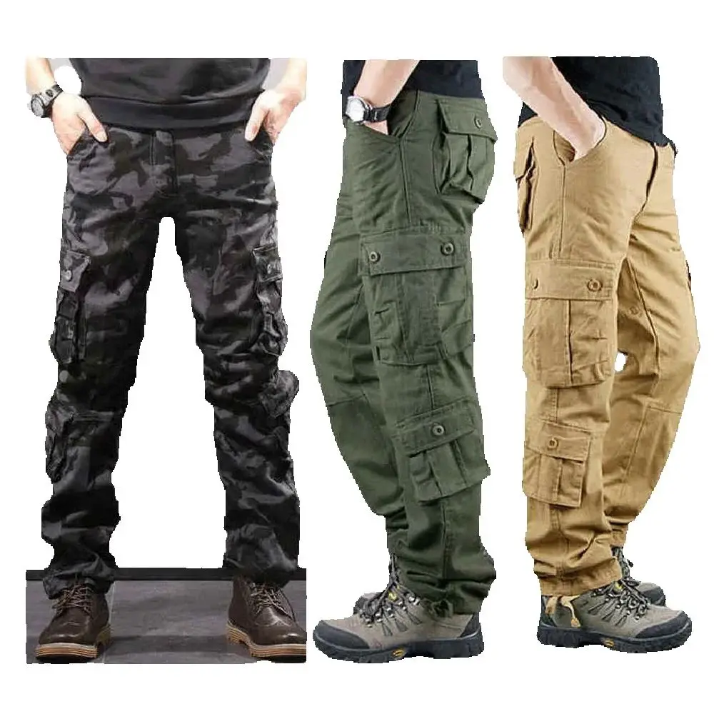 

Men's plus Size Camouflage Military Outdoor Multi-Bag Work Pants Sturdy Wear-Resistant Pure Cotton Casual Pants