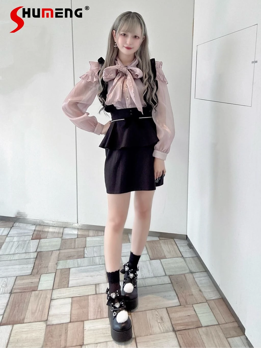 Japanese Style Sweet Bow Plaid Short Suspender Skirt Ladies 2023 Fall New Temperament Slimming Back Zipper Strap Skirt Women