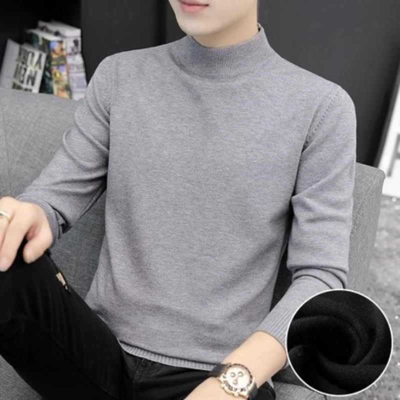 Herren halbhohen Kragen Strickwaren Bottom Shirt leichte Luxus Business lässig schlanke Strick pullover männliche feste Elastizität einfache Tops