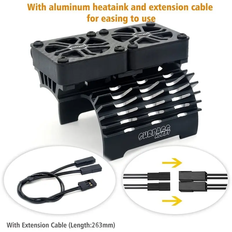 Superr-SURPASS HOBBY Cooling Fan RC Motor 40Mm Double Fan Heat Dissipation For 1/5 1/8 1/10 RC Cars Models 4068 4076 4274