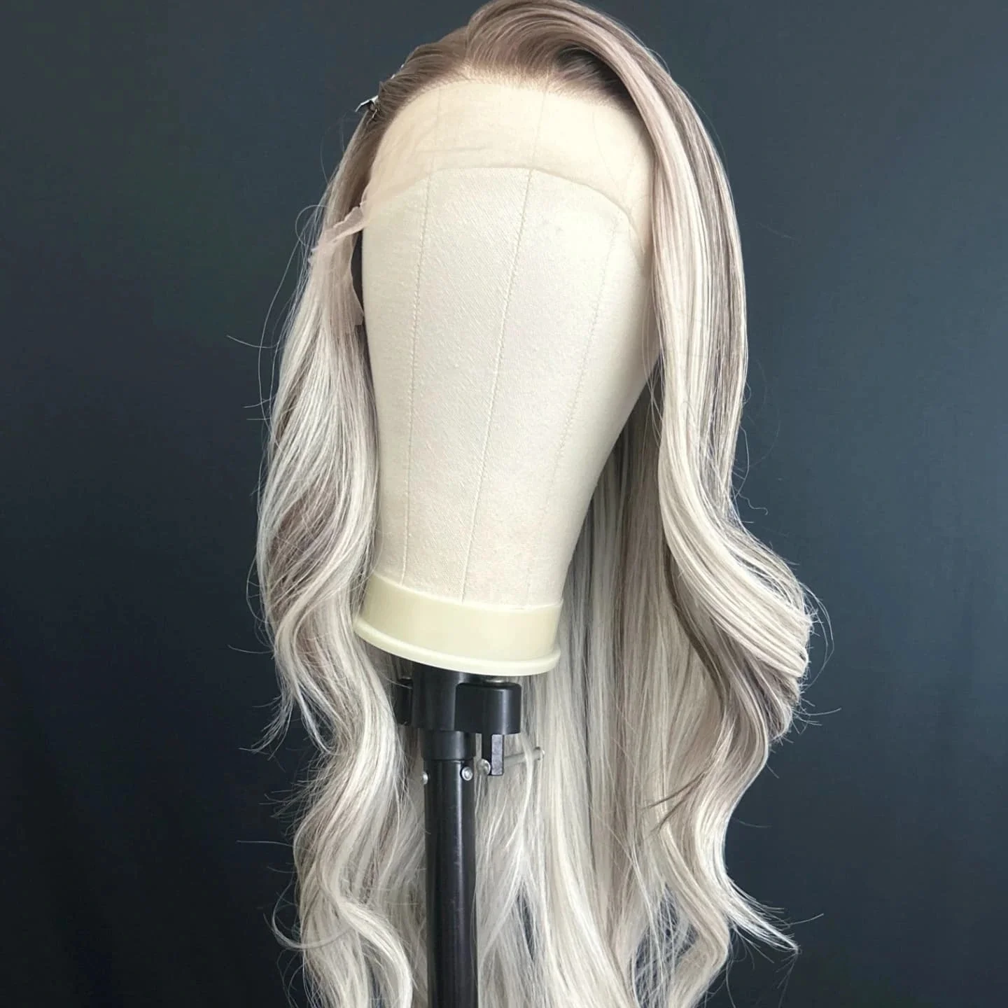 White Blonde Wig Beautiful Body Wave Synthetic Lace Top Wigs On Clearance Sale Ombre Heat Resistant Brunette Fibre Cosplay Used