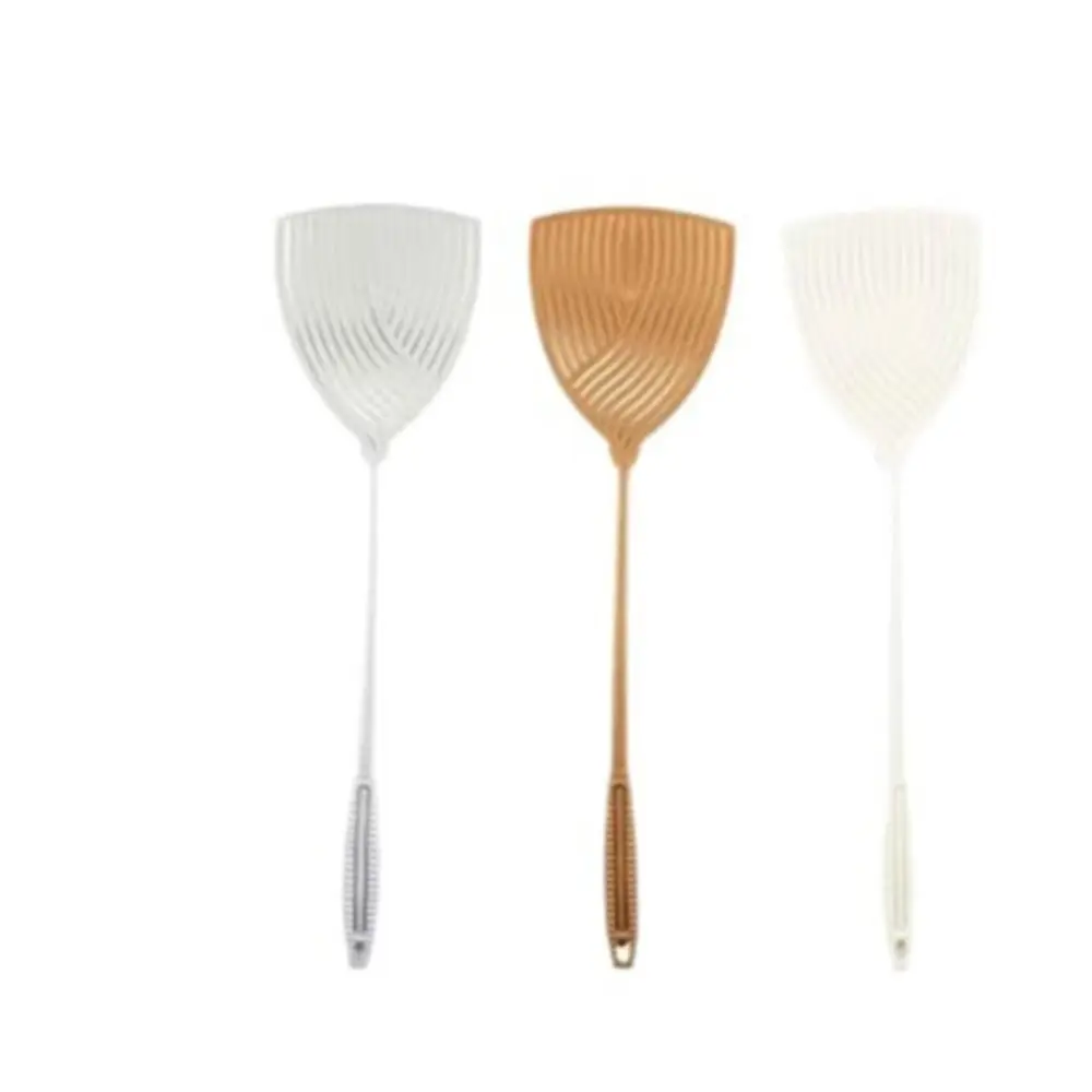Plastic Material Plastic Fly Swatter Striped Design Three-Color Long Handle Fly Swatter Long Handle Thick Construction