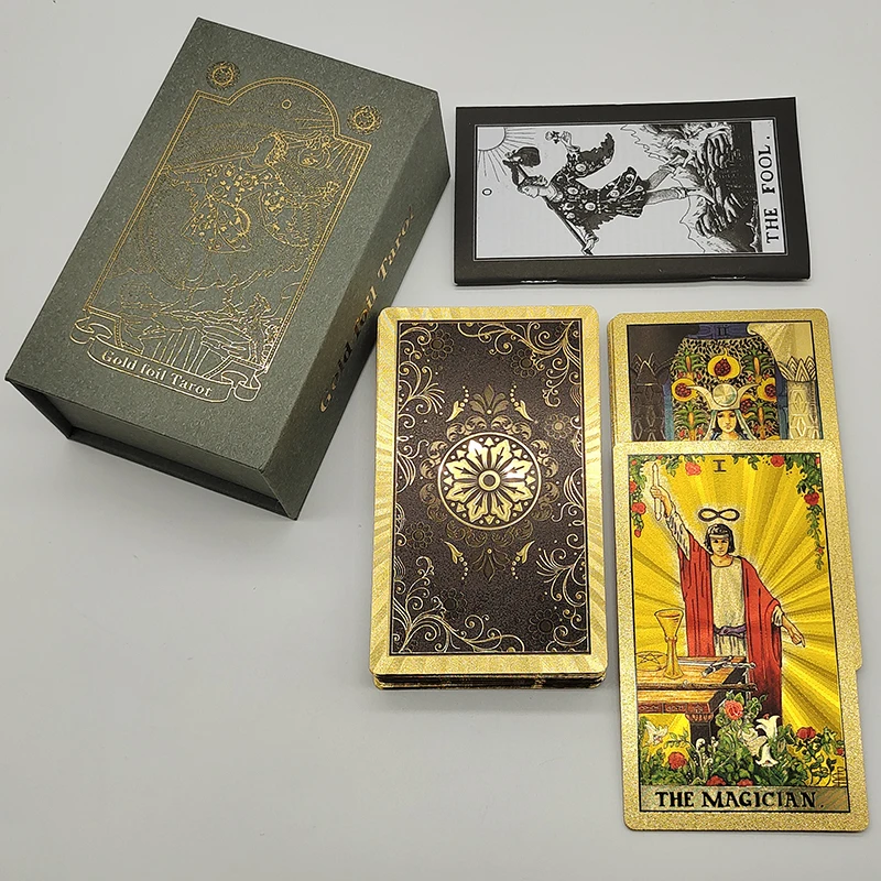 Classical Gold Foil Waterproof Tarot Cards With Megnet Box As Special Gift