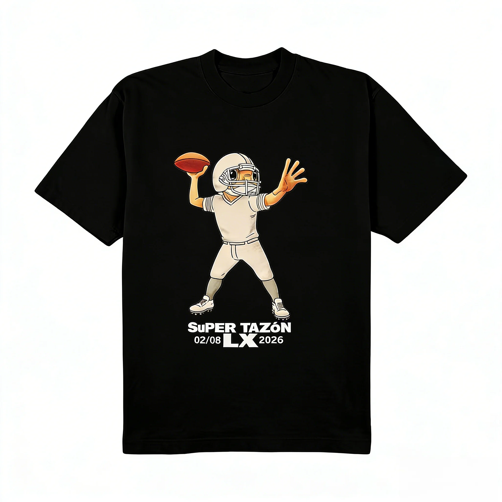 Super Tazón LX 2026 Unisex Oversized T-Shirt,Funny Chile Football Player Graphic Tee,NFL Fan Streetwear Cotton Top For Men Women