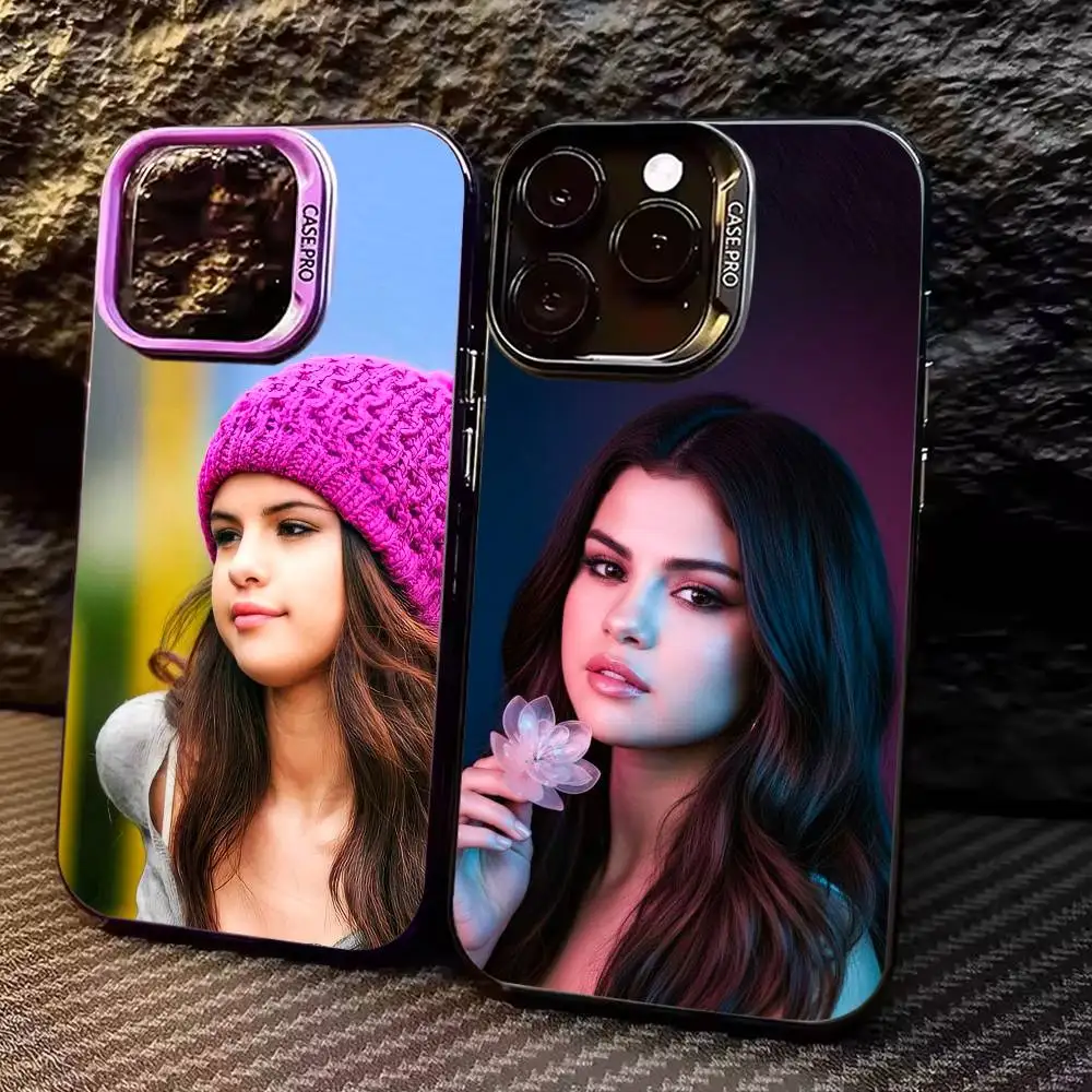 

Singer S-Selena G-Gomez Colorful Silver Back Phone Case For IPhone 17 16 15 14 13 12 11 Plus Pro Max Plus