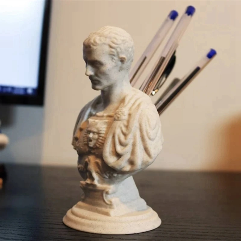 Pencil Holder Caesar Bust Statue Pen Holder Pencil Holder Resin For Desk Organizers And Accessories