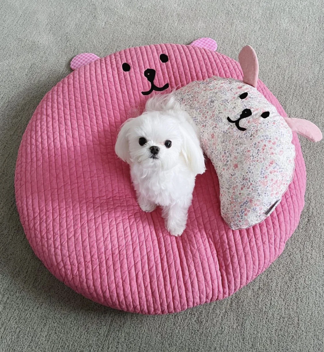 Cotton Soft Cute Cushion Pet Cushion Round Quilted Cotton Non-Stick Hair Removable Puppy Deep Sleep Dog Bed Kennel Dog Supplies