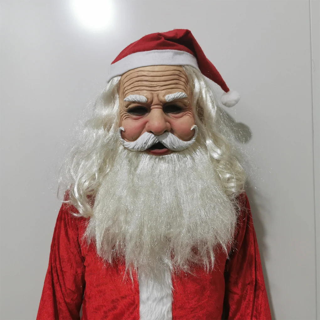 High Quality Unisex Christmas Face Mask Adults Santa Clause Latex Mask Headgear Cosplay Tools for Theme Party Ornaments