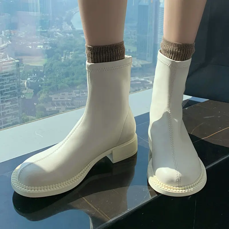 

Concise Women Ankle Boots Autumn Winter Low Heels Casual Working boots High Quality Genuine Leather Classic Shoes Woman