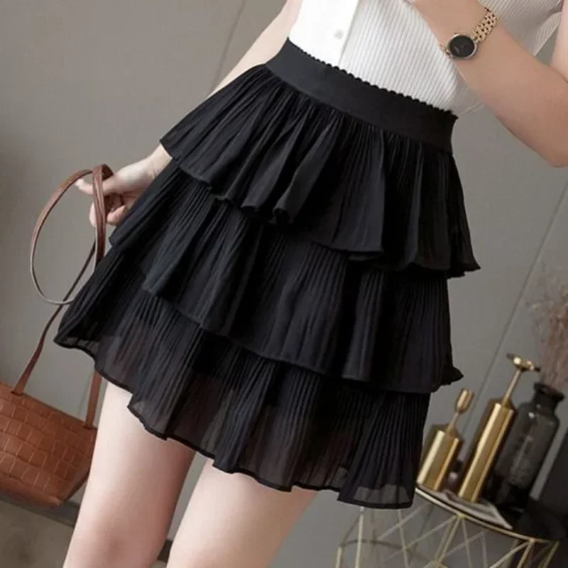 

Skirts for Women Pleat Chiffon Womens Skirt Dots Clothing Mini Pleated Ruffle Short White Modest Aesthetic Harajuku Cheap ZT98