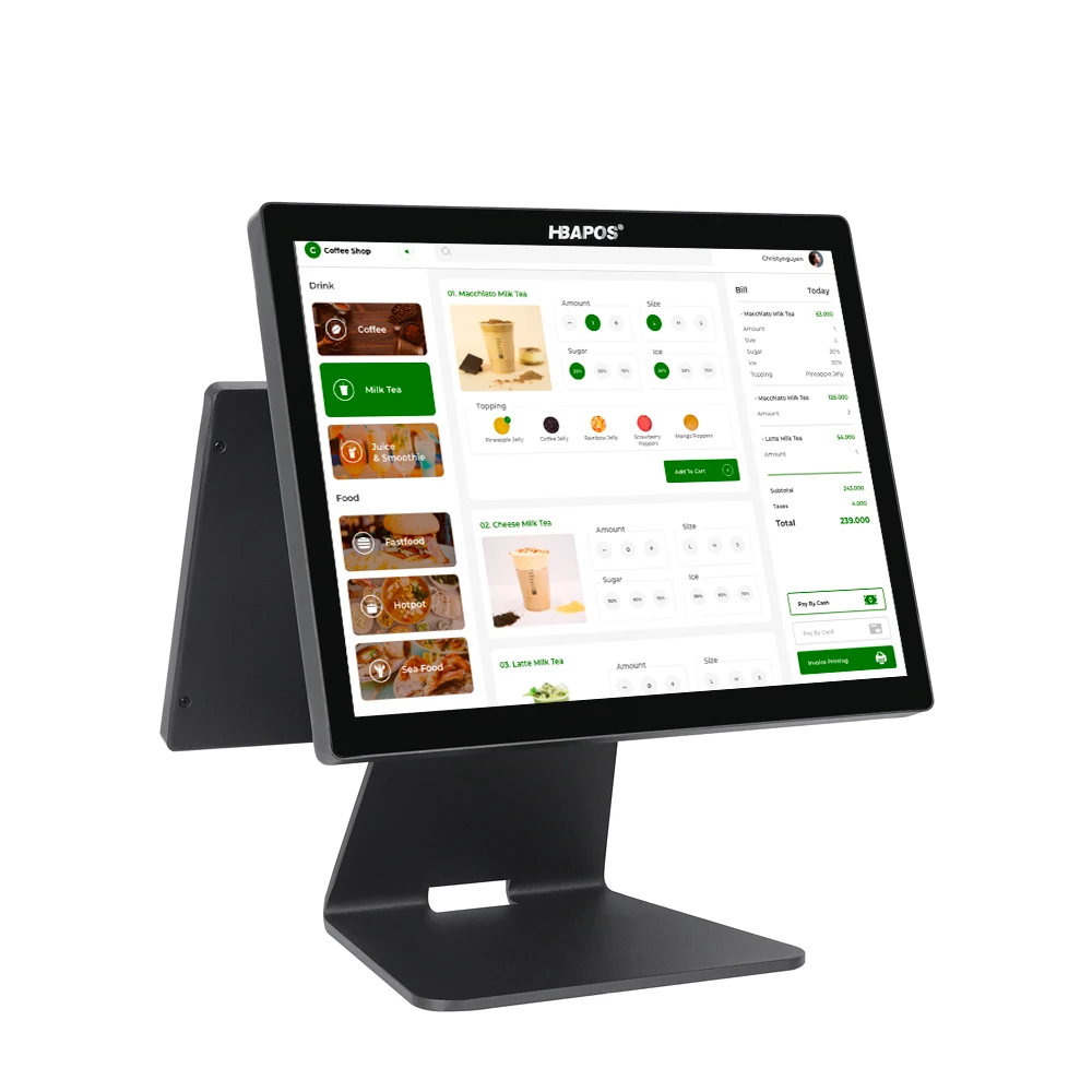 

Система POS для квадроциклов и UTV, 15,6-дюймовый терминал с одним или двумя сенсорными экранами J1900, электронный кассовый аппарат