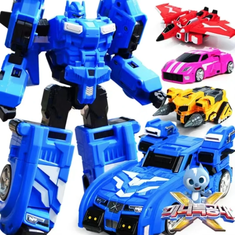 MiniForce X Agent Gold Mecha Korean Anime Transformation Robot Toy 4-in-1 Genesis Deformation Action Figure Kids Toys Gifts
