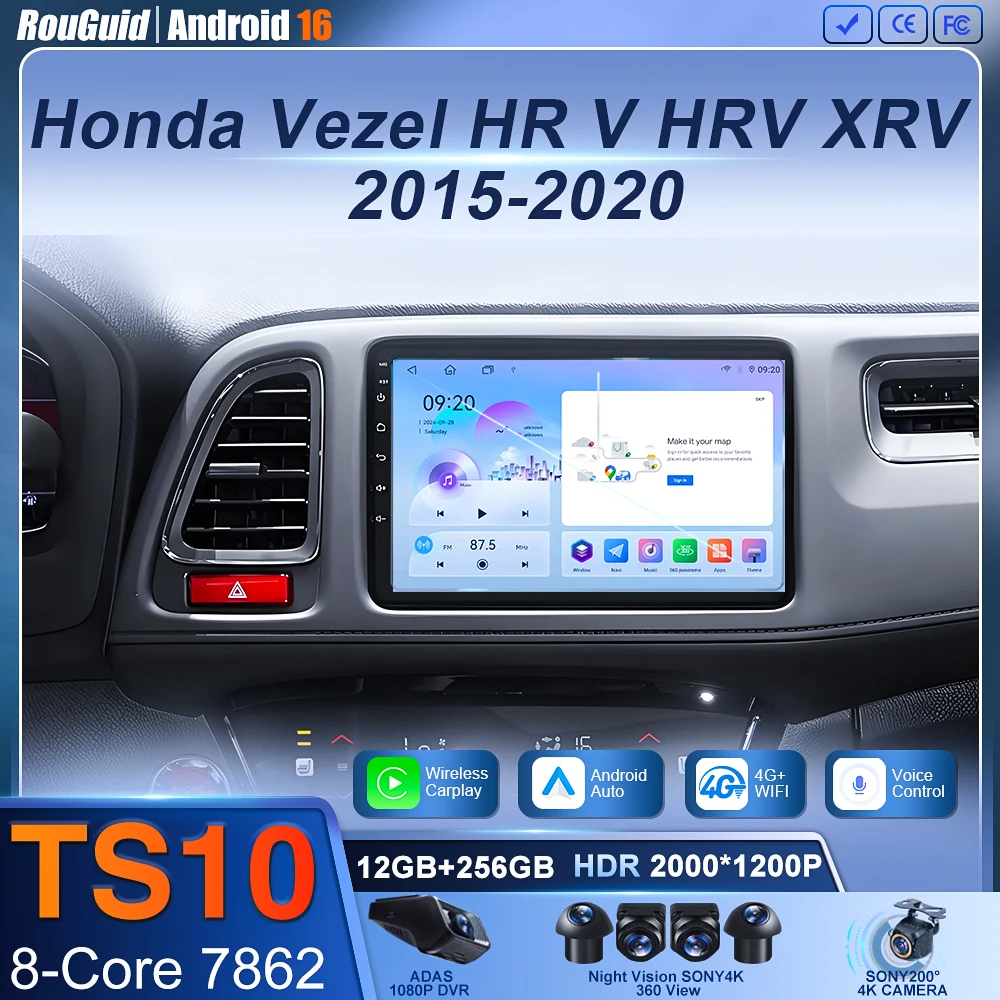Android 16 For Honda Vezel HR V HRV XRV 2015 2016 2017 2018 2019 2020 Car Radio Multimedia Stereo Player GPS Navigation Carplay