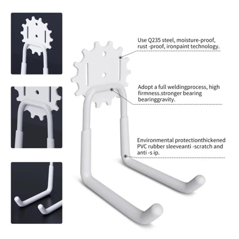 

8-Pack Black White Heavy Duty Practical Steel Storage Wall-Mounted Garage Hooks Organizers For Organizing Power Tools Bulk