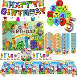 Number Building Blocksed Birthday Party Decoration Balloon Tableware Balloon Backdrop Cake Topper Party Supplies Baby Shower