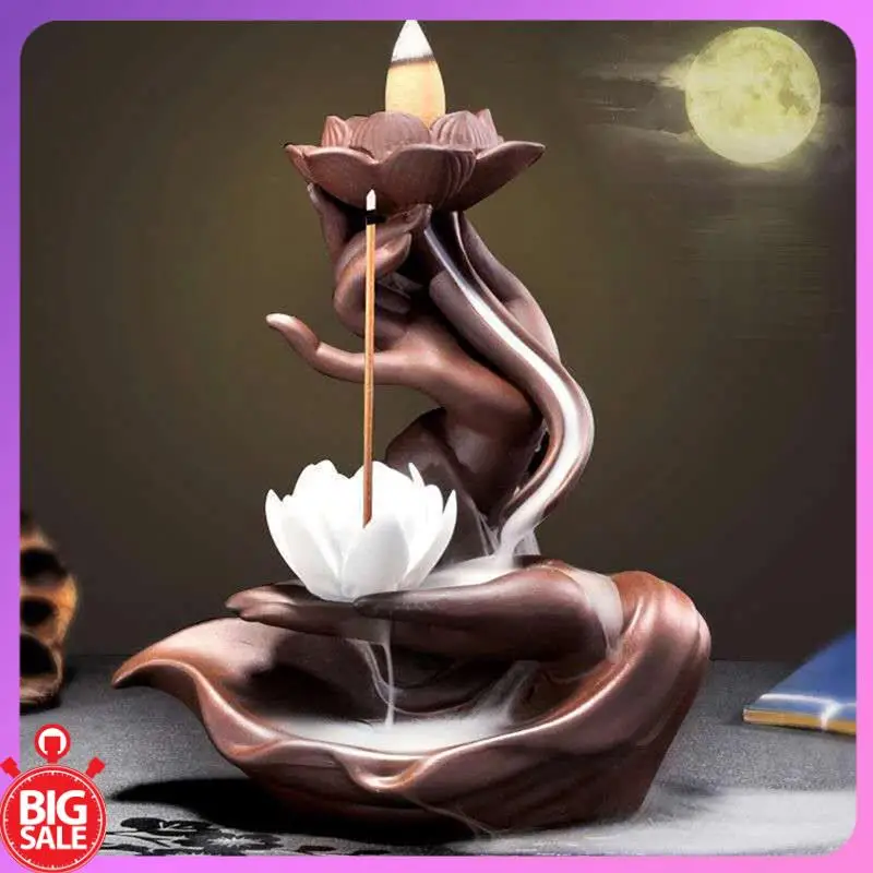 Big Deal A-Purple Sand Backflow Incense Stove, Zen Buddhist Hand Home Fragrance Stove Incense Insert Plate Parts