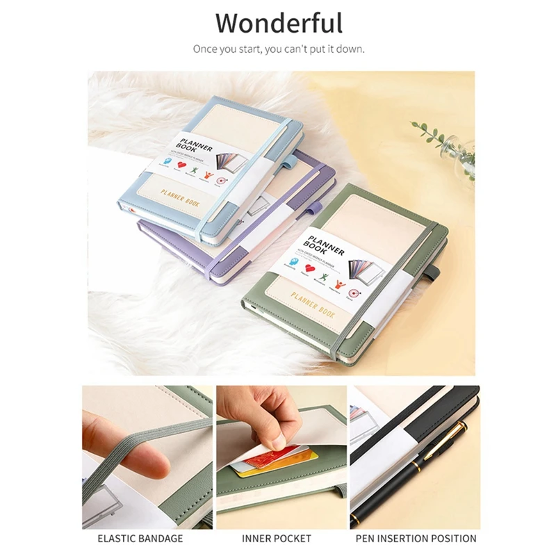 Блокнот Week Planner 2024 с полиуретановой обложкой, средний (A5), твердый переплет, 5,9x8,4 дюйма, фиолетовый, прочный