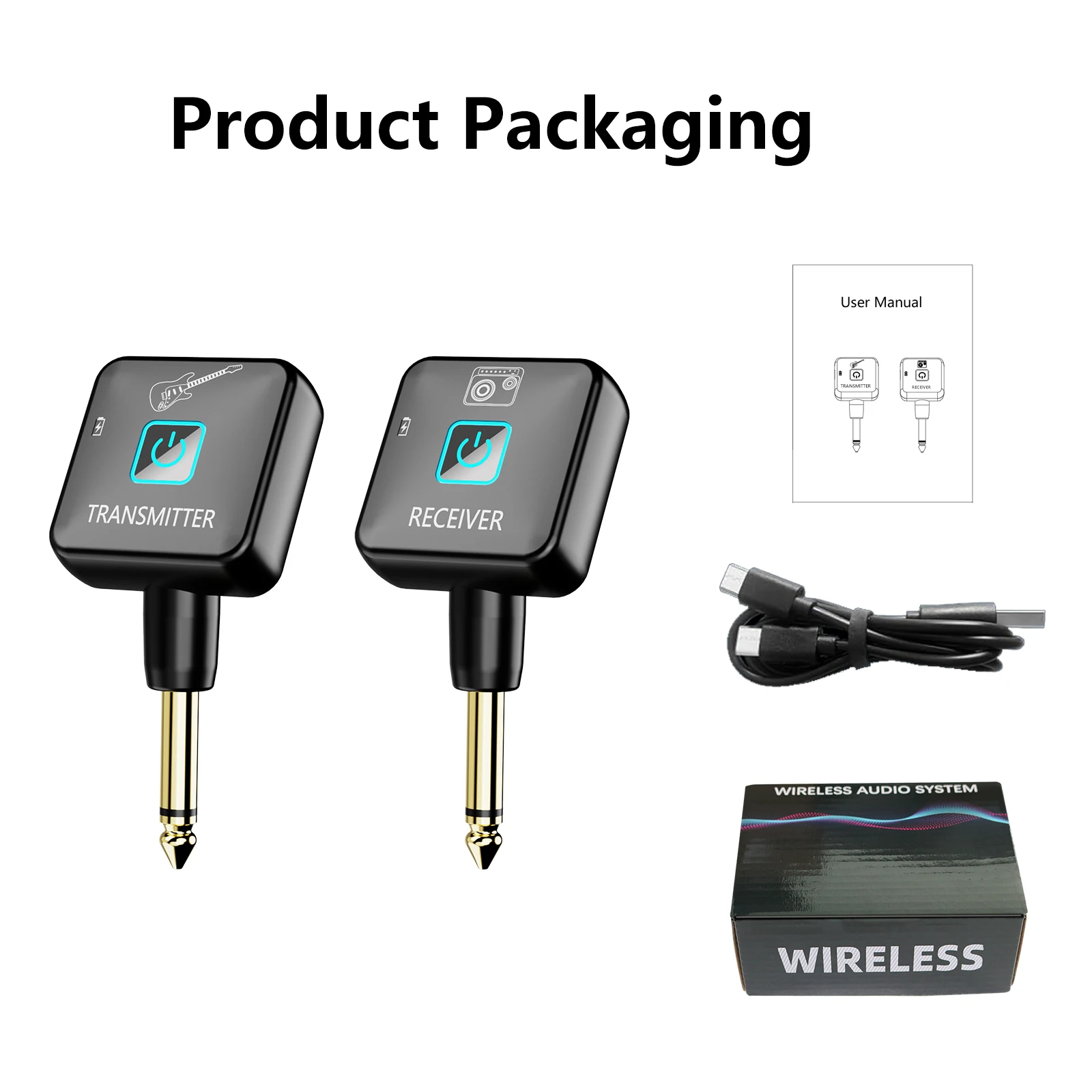 Drahtloses Gitarrensystem, 2,4 GHz, kabelloser Gitarrensender, Empfänger, 4 Signalkanäle für Gitarre, Bass, elektrische Instrumente – Detail 7