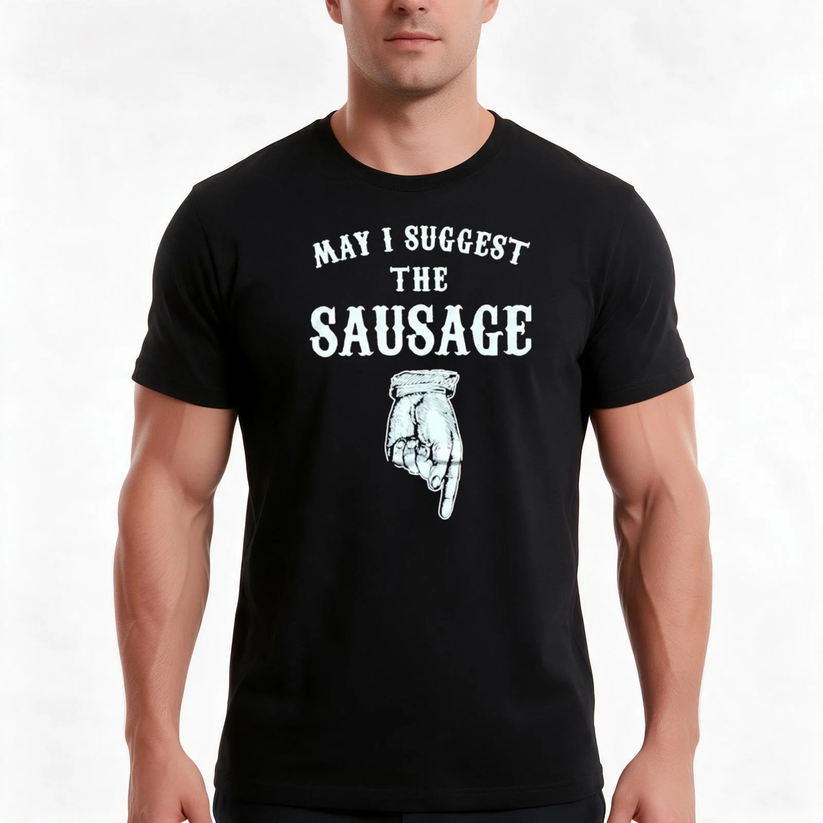May I Suggest The My Sausage Funny T-Shirt, Summer Casual Cotton Tee, Oversized Streetwear Tops, Vintage Graphic Print