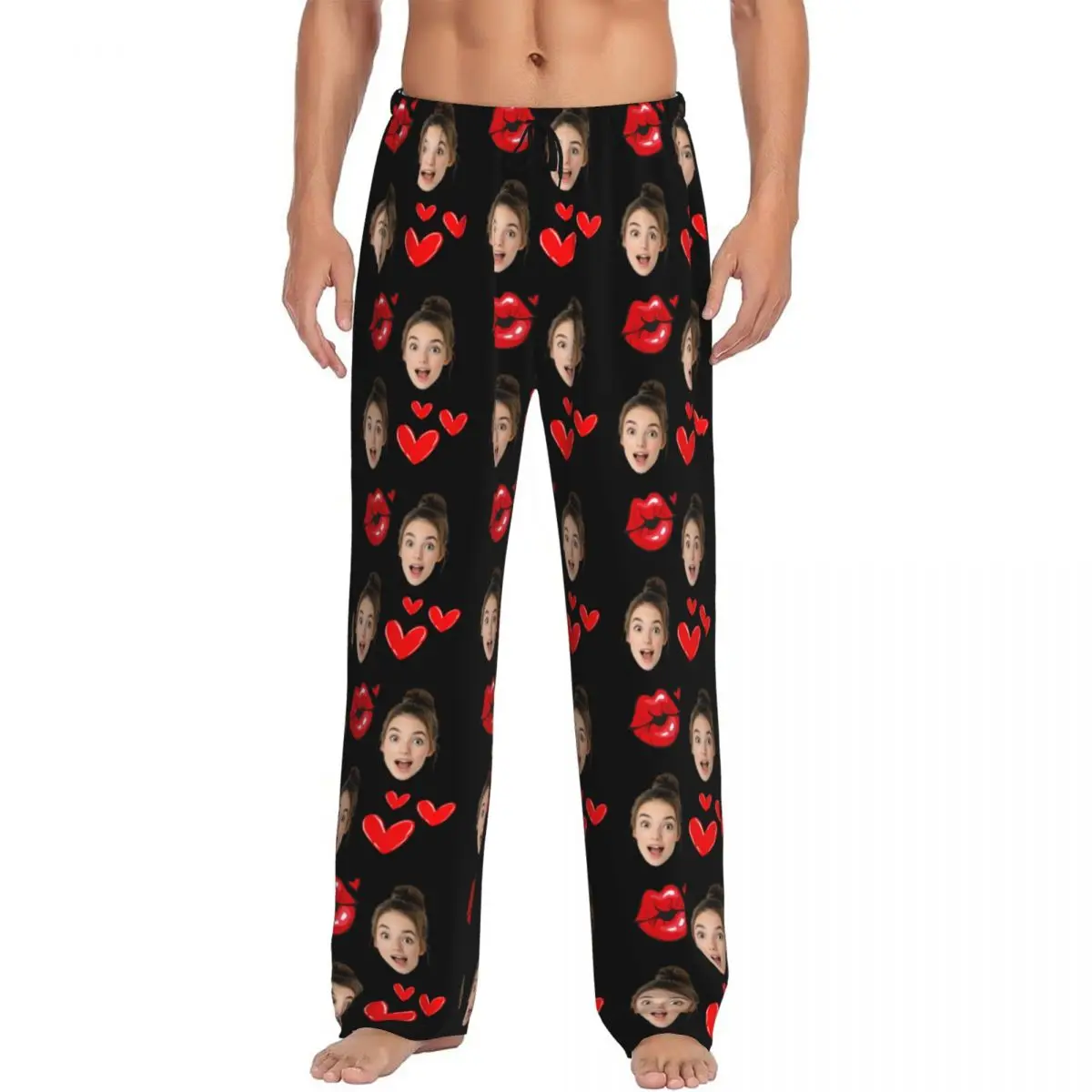 

Custom Printed Personalized Head Face Photo Pajama Pants Men's Best Gift For Him Sleep Sleepwear Bottoms with Pockets
