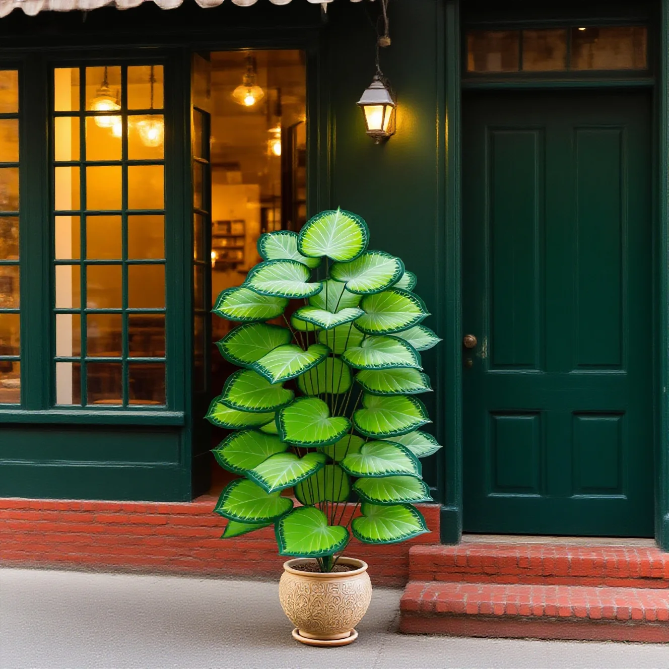 Folha de kiwi artificial palmeira 24 folhas para decoração de casamento foto pano de fundo decoração de festa de jardim folhagem falsa