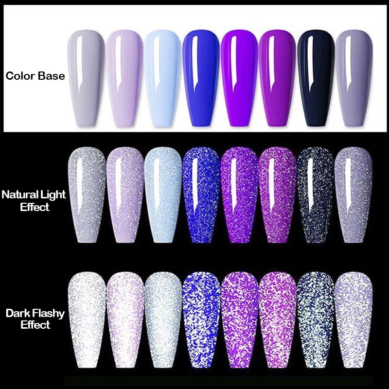 Lilycute-esmalte de uñas en Gel con purpurina reflectante, 7ml, láser Auroras, semipermanente, capa superior brillante, barniz de Gel UV para decoración de uñas