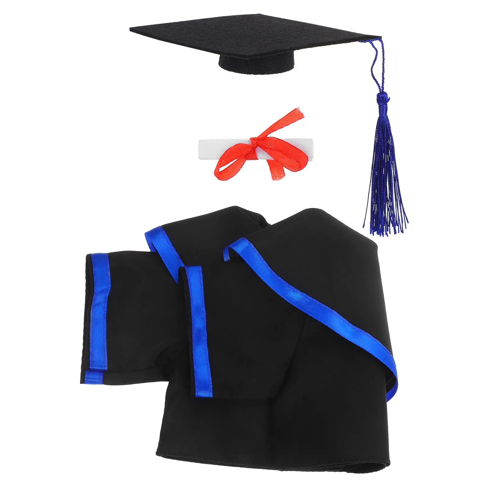 1 Set de Adorable Mini Traje de Graduación para Oso de Peluche: Túnica, Birrete, Borla y Diploma para Exhibición de Logros Académicos