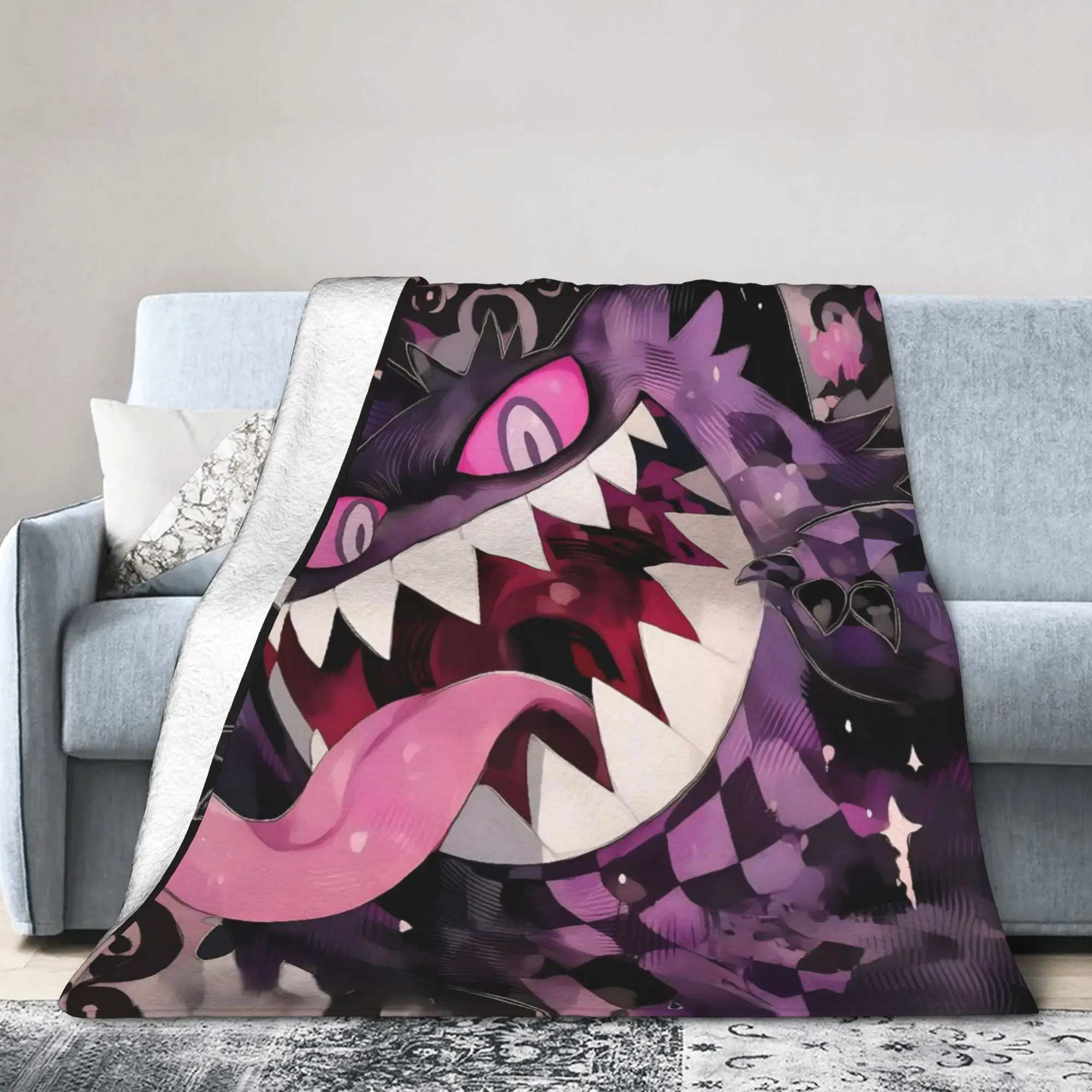 Pikachus Gengars Flannel Blankets Poke-Mon Cartoon Novelty Throw Blankets for Bed Sofa Couch 200x150cm Rug Piece