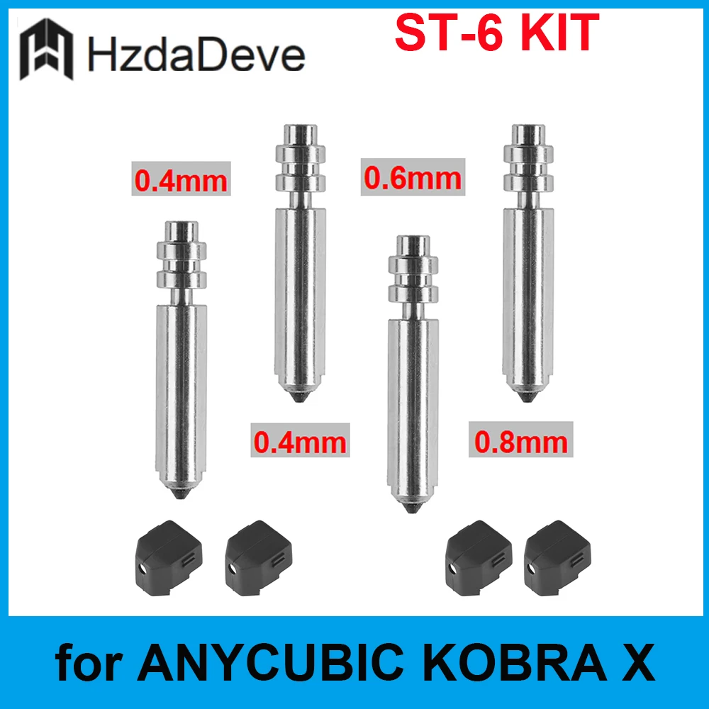 

0.25 0.4 0.6 0.8mm Multi Size Nozzles and Hot End Heating Components Compatible with Anycubic Kobra X 3D Printers