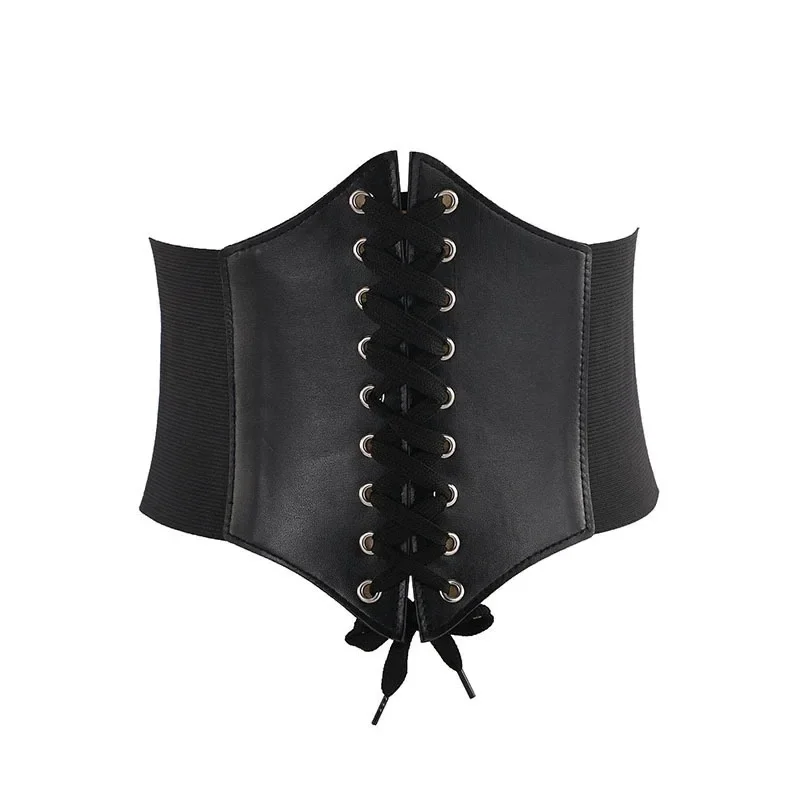 Ceinture artificiel astique Rétro Noire pour Femme, Jupe Décorative, Brodée Rose, Mode Française, Large