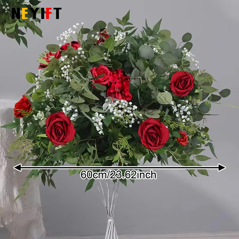 الورد الأبيض الخضرة زهرة اصطناعية الكرة أوراق النباتات الخضراء ترتيب الزفاف الجدول محور الأزهار الكرة مأدبة الدعامة الطرف #6