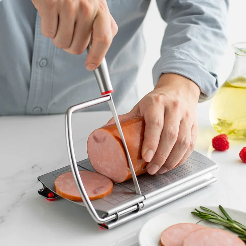 

Stainless Steel Cheese & Butter Slicer - Multi-Use Kitchen Tool for Charcuterie, Vegetables & Sausages, Professional-Grade Cutte